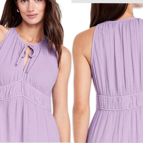 NWTS💓GAP OLD NAVY LG💓LILAC PURPLE TIERED MAXI DRESS ADJUSTABLE NECK STRAPS - Picture 1 of 13